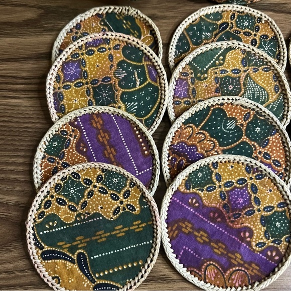 Cloth & Rattan Coaster Set - Picture 4 of 9